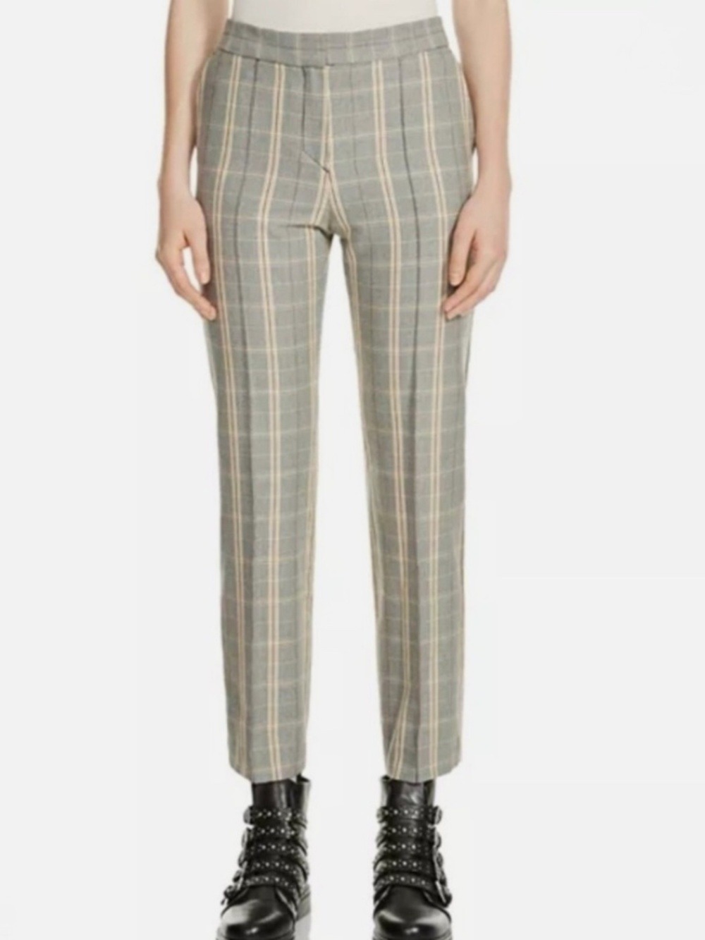 Maje Puya Cropped Pants Trouser Straight Slim Ankle in gray size 36